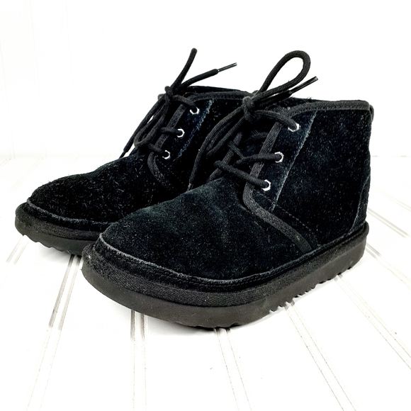 Kids UGG Neumel II Black Suede Lace Up Boot E738 - Picture 2 of 12